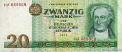 20 Mark ALLEMAGNE RÉPUBLIQUE DÉMOCRATIQUE 1975 P.29a