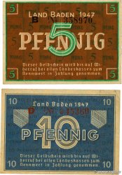 5 Pfennig Lot ALLEMAGNE Baden 1947 PS.1001a et PS.1002a