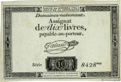 10 Livres filigrane républicain FRANCE 1792 Ass.36b TB+