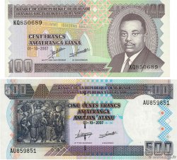 100 Francs Lot BURUNDI 2007 P.37f et P.38d NEUF
