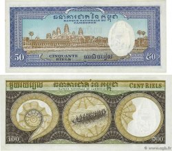 50 et 100 Riels Lot CAMBODGE 1972 P.07 et P.08 NEUF
