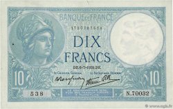 10 Francs MINERVE modifié FRANCE 1939 F.07.04 TTB