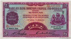 5 Dollars TRINIDAD et TOBAGO  1939 PS.102a