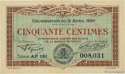 50 Centimes FRANCE regionalismo e varie Chambéry 1920 JP.044.12