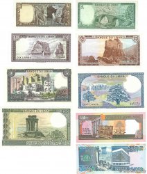 1 et 1000 Livres Lot LIBAN 1980 P.061c, P.062d, P.063d, P.064b, P.065d, P.066d, P.067e, P.068 et P.069b pr.NEUF