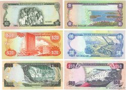 1 à 100 Dollars Lot JAMAÏQUE 1982 P.65b, P.68a, P.71c, P.72b, P.79c et P.80b TTB