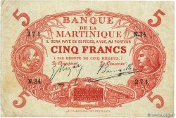 5 Francs Cabasson rouge MARTINIQUE  1903 P.06A TB