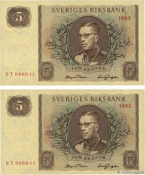 5 Kronor Lot SUÈDE 1963 P.50b NEUF