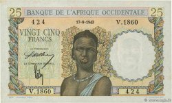 25 Francs FRENCH WEST AFRICA  1943 P.38
