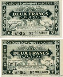 2 Francs Consécutifs ALGERIA  1944 P.102 UNC