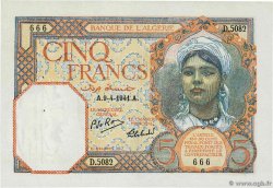 5 Francs Numéro spécial ALGÉRIE  1941 P.077b SPL
