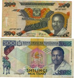 200 et 500 Shilingi Lot TANZANIA 1992 P.20 et P.21b F