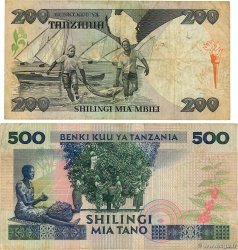 200 et 500 Shilingi Lot TANZANIA 1992 P.20 et P.21b F