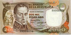 2000 Pesos Oro COLOMBIA  1985 P.430c FDC