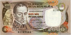 2000 Pesos Oro COLOMBIA  1988 P.433b FDC