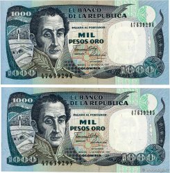 1000 Pesos Oro Lot COLOMBIA  1990 P.432 UNC