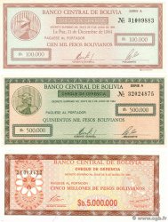 100000, 500000 et 5000000 Pesos Bolivianos Lot BOLIVIE 1984 P.188, P.189 et P.193 NEUF