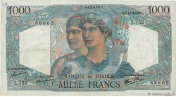 1000 Francs MINERVE ET HERCULE FRANKREICH  1945 F.41.09 fVZ