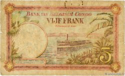 5 Francs BELGIAN CONGO  1929 P.08e G