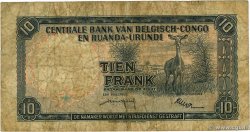 10 Francs CONGO BELGE 1956 P.30b B
