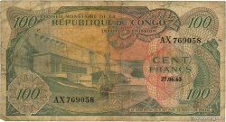 100 Francs RÉPUBLIQUE DÉMOCRATIQUE DU CONGO 1963 P.001 B