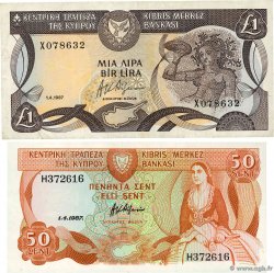 50 Cents Lot CHYPRE 1987 P.52 et P.50a TTB+