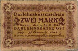 2 Mark GERMANY Kowno 1918 P.R129 G