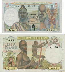 5 et 10 Francs Lot FRENCH WEST AFRICA (1895-1958)  1948 P.36 et P.37