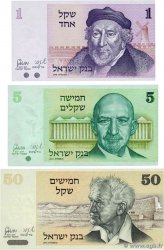 1, 5 et 50 Sheqalim Lot ISRAËL 1978 P.43, P.44 et P.46a pr.NEUF