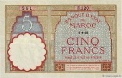 5 Francs MAROC 1922 P.23Aa pr.TTB