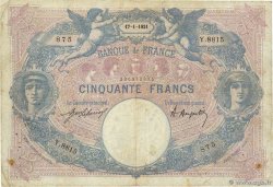 50 Francs BLEU ET ROSE FRANCE 1918 F.14.31 B+