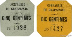 5 et 10 Centimes Lot FRANCE régionalisme et divers Graissesac 1914 JP.34-42/43
