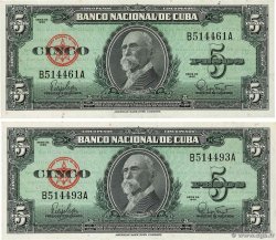 5 Pesos Lot CUBA  1960 P.092a AU