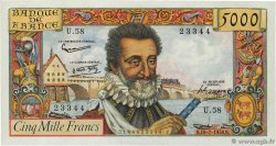 5000 Francs HENRI IV FRANKREICH  1958 F.49.07 fST+