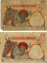 25 Francs type 1941 Lot AFRIQUE ÉQUATORIALE FRANÇAISE 1943 A.115b-c B