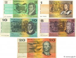1 à 20 Dollar Lot AUSTRALIE 1974 P.42d, P.43c, P.44e, P.45f et P.46h TB