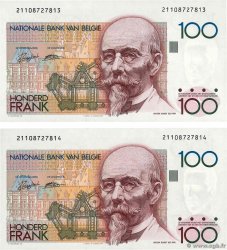 100 Francs Consécutifs BELGIQUE  1982 P.142a NEUF
