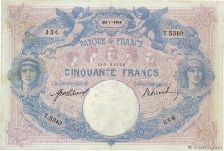 50 Francs BLEU ET ROSE FRANCE  1914 F.14.27