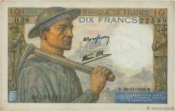 10 Francs MINEUR FRANCE  1942 F.08.06 XF-