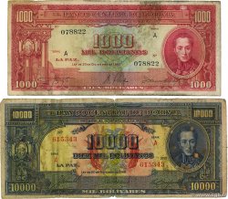 1000 et 10000 Bolivianos Lot BOLIVIE  1945 P.144 et P.146 B+