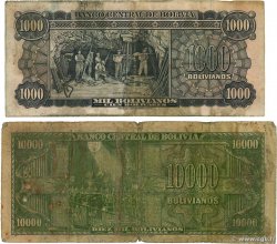 1000 et 10000 Bolivianos Lot BOLIVIE  1945 P.144 et P.146 B+