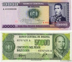 10000 et 50000 Pesos Bolivianos Lot BOLIVIE 1984 P.169 et P.170a pr.NEUF