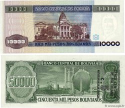 10000 et 50000 Pesos Bolivianos Lot BOLIVIE 1984 P.169 et P.170a pr.NEUF
