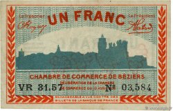 1 Franc FRANCE regionalism and miscellaneous Béziers 1920 JP.027.28 VF+