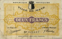 2 Francs FRANCE régionalisme et divers Metz 1918 JP.131.06