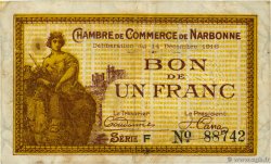 1 Franc FRANCE regionalismo y varios Narbonne 1916 JP.089.11 BC+