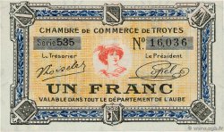1 Franc FRANCE regionalism and miscellaneous Troyes 1918 JP.124.14