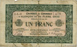 1 Franc FRANCE regionalism and various Alencon et Flers 1915 JP.006.13