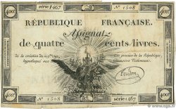 400 Livres FRANCE  1792 Ass.38a TB