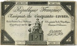 50 Livres FRANCIA  1792 Ass.39a BC+